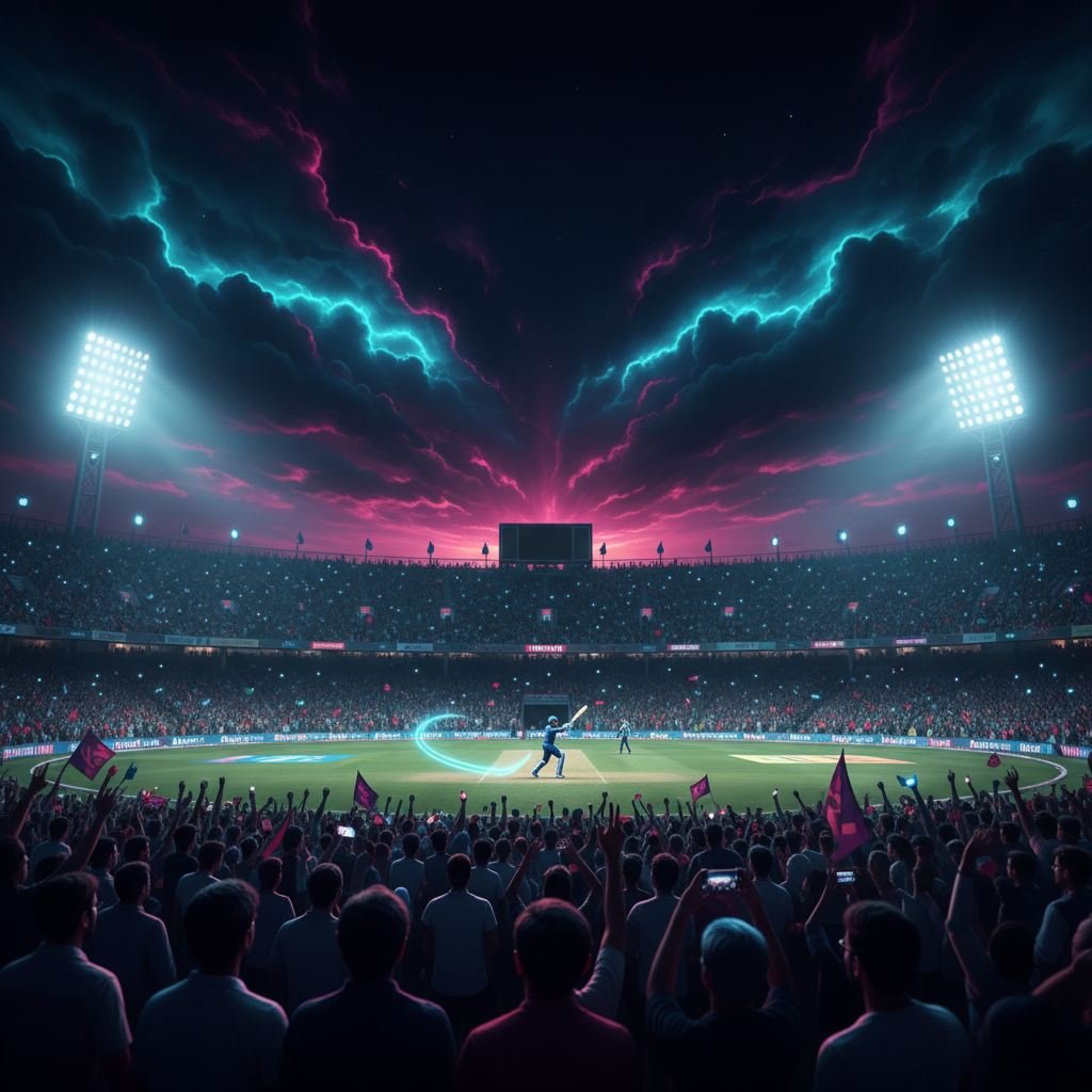 Night cricket match powering the cricket exchange live line feed on KingExch365